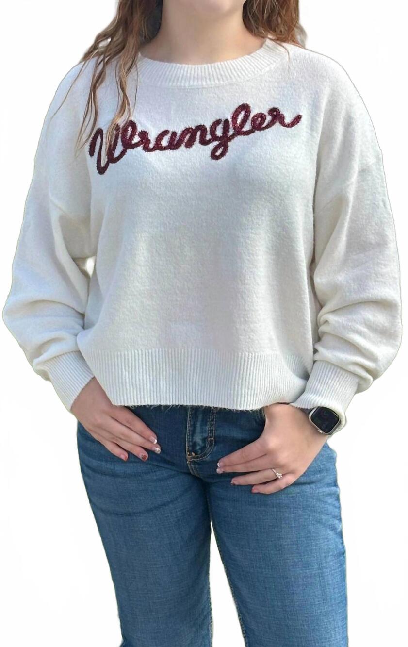 NEW WRANGLER women's crew sweater in white